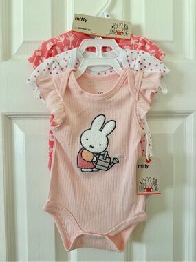 3-Pack Miffy Baby Onesies, Size 3 Months